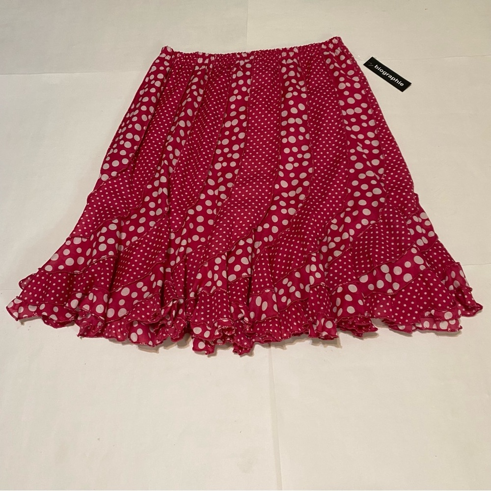 Biographie Pink And White Polka Dot A-Line Skirt